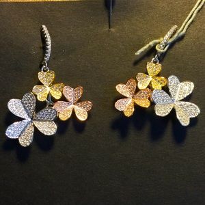Angelique de Paris tri tone flower earrings